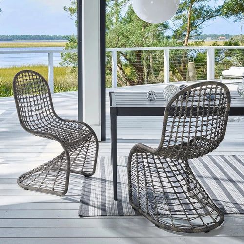 Curved High Back Natural Rattan Chair