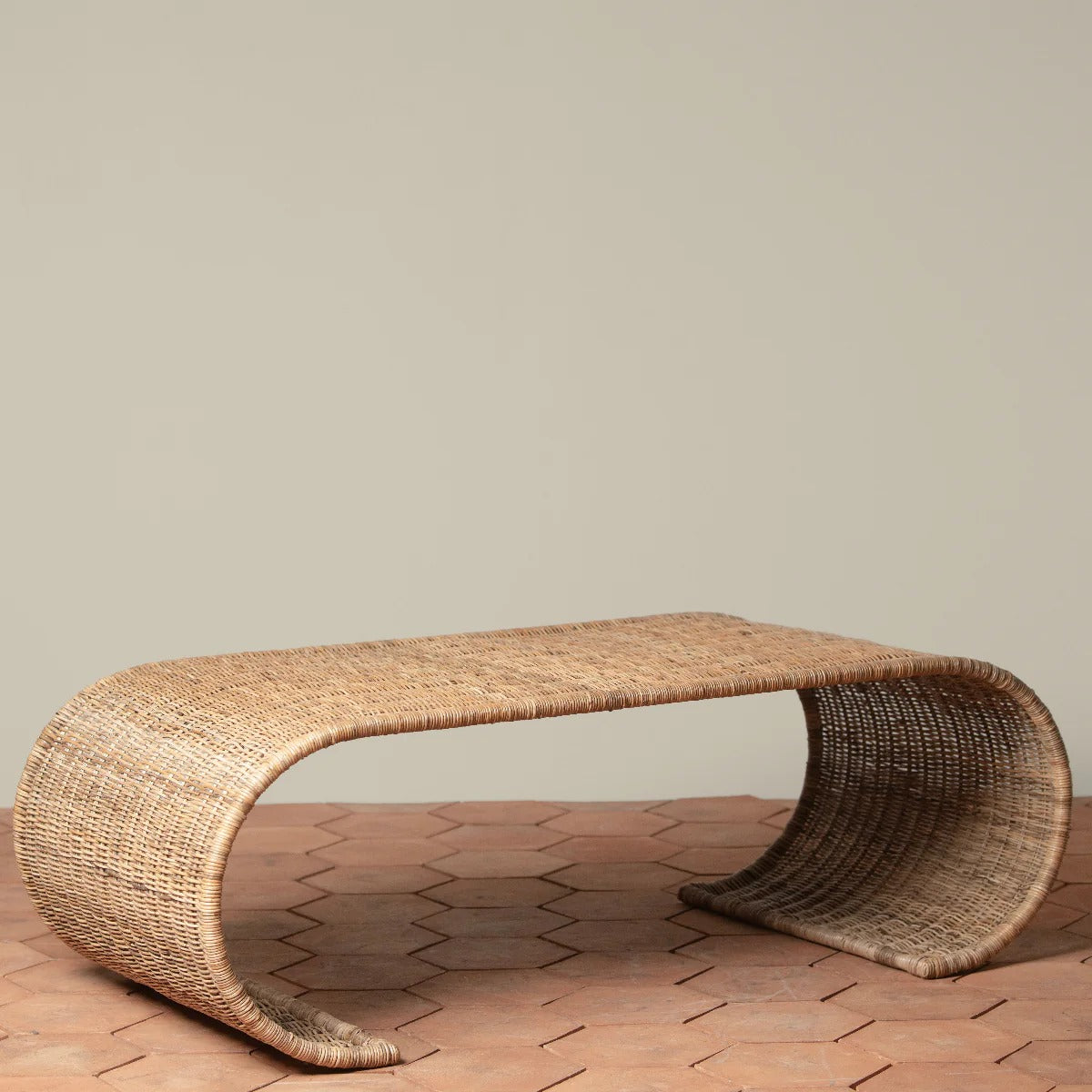 Curved One Piece Rattan Coffee Table