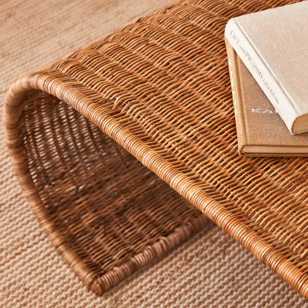 Curved One Piece Rattan Coffee Table