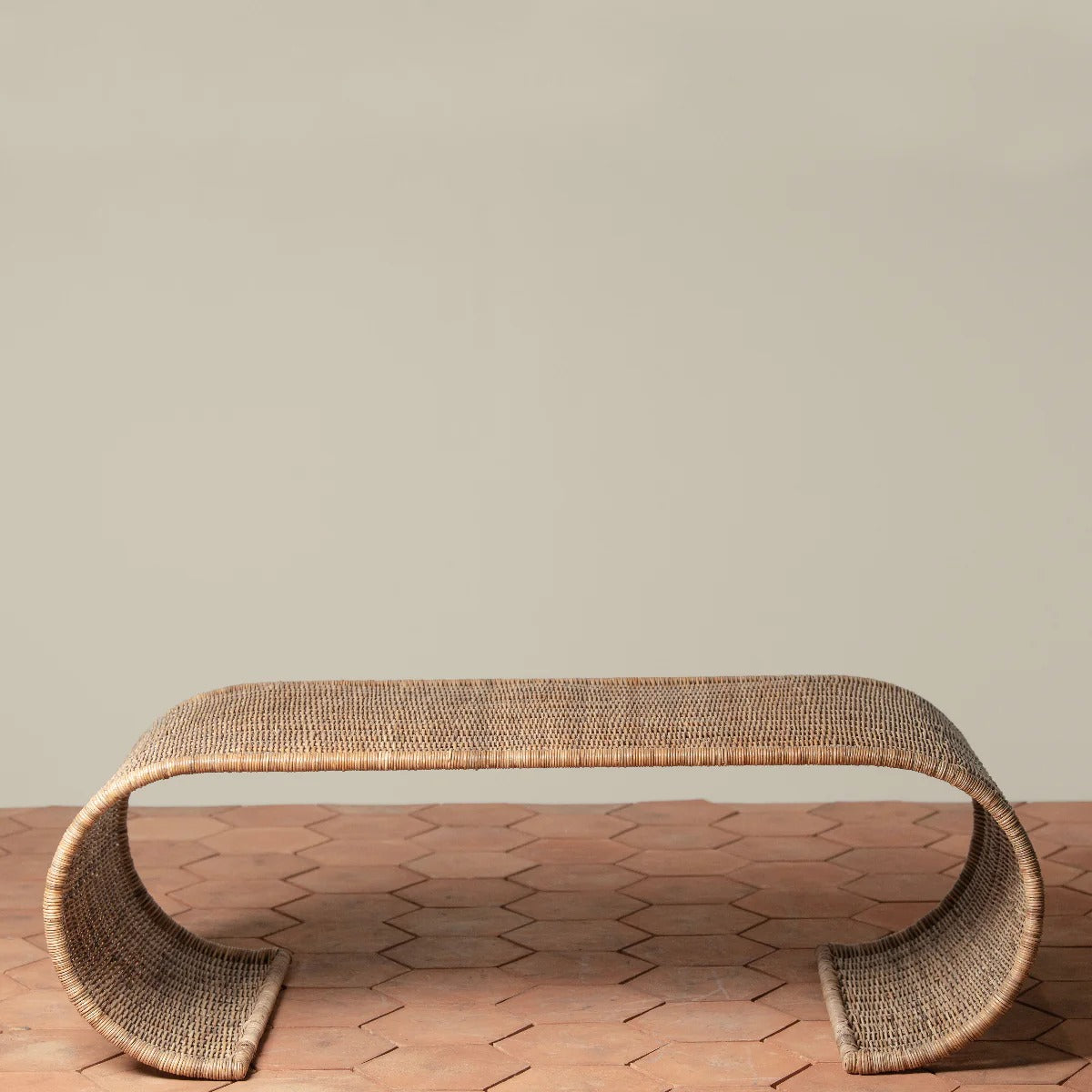 Curved One Piece Rattan Coffee Table