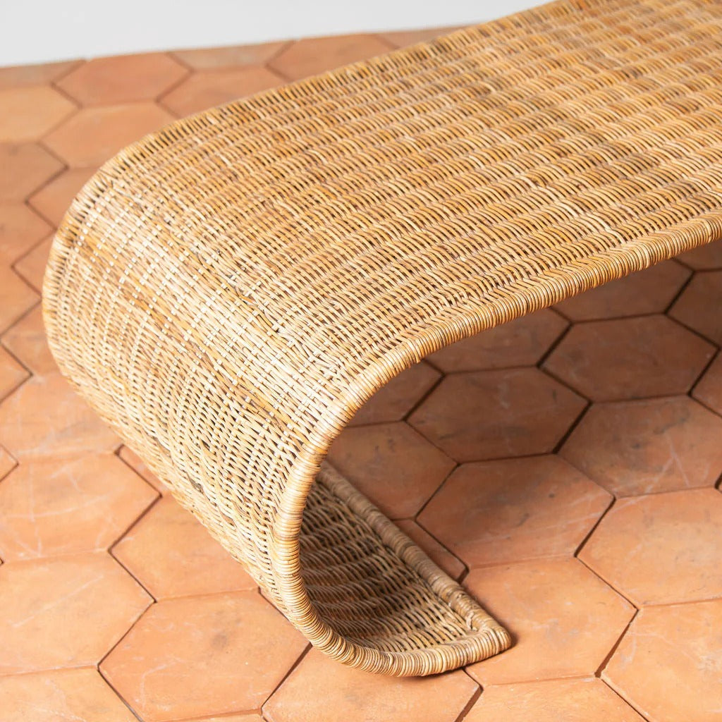 Curved One Piece Rattan Coffee Table