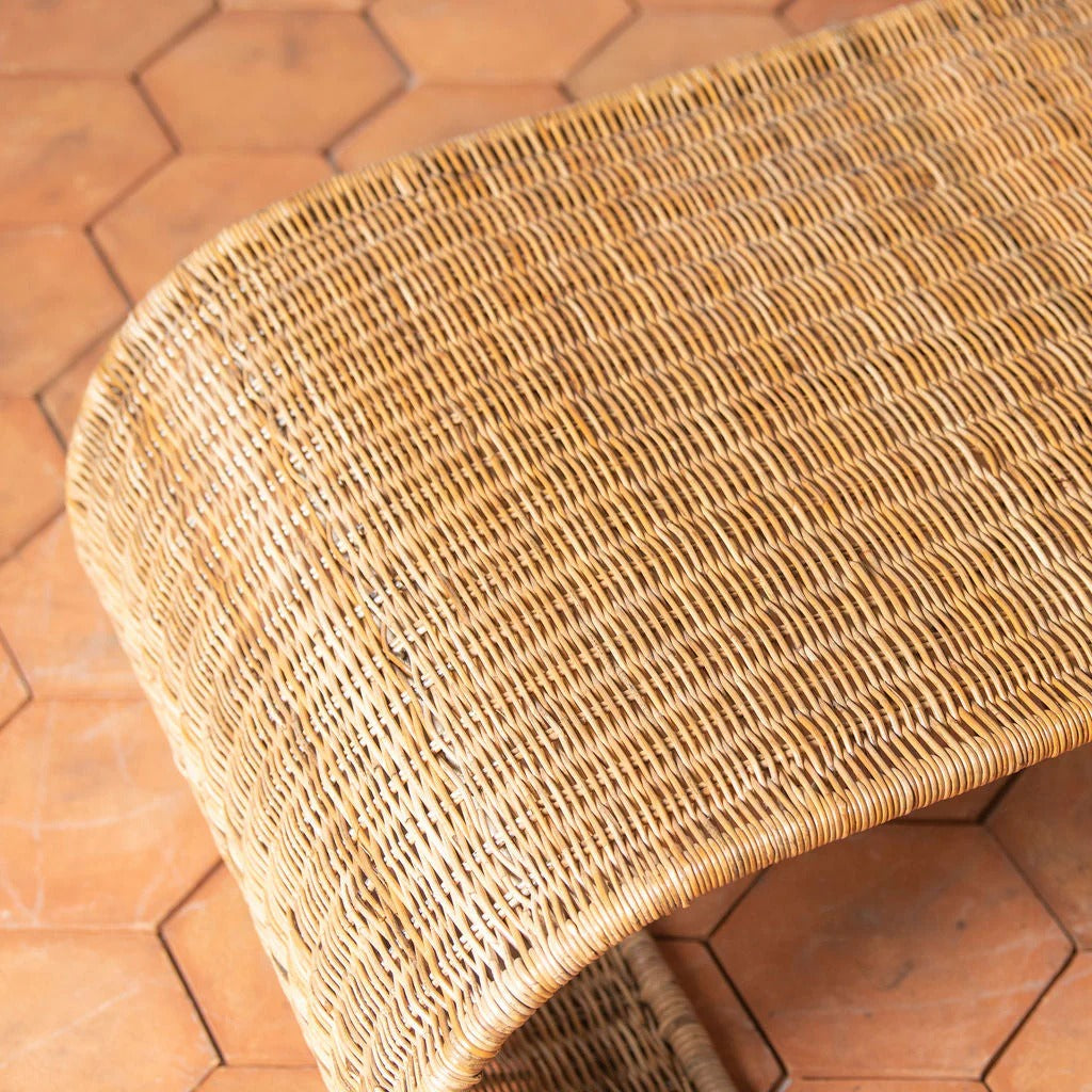Curved One Piece Rattan Coffee Table