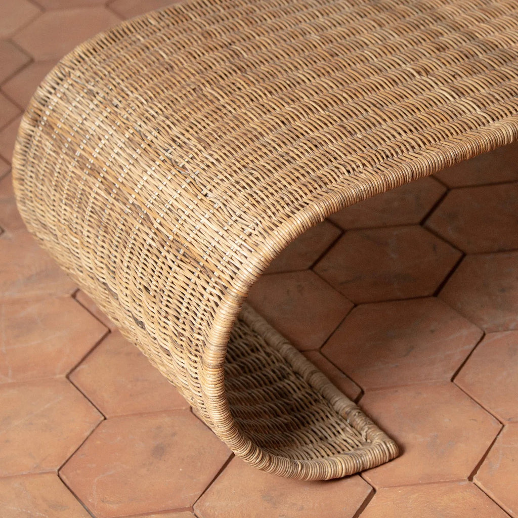 Curved One Piece Rattan Coffee Table