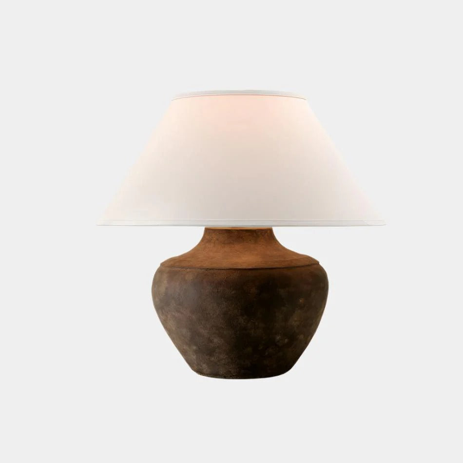 Distressed Finish Ceramic Pot Table Lamp