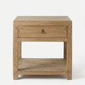 Distressed Solid Wood Nightstand In A Light Wood Tone