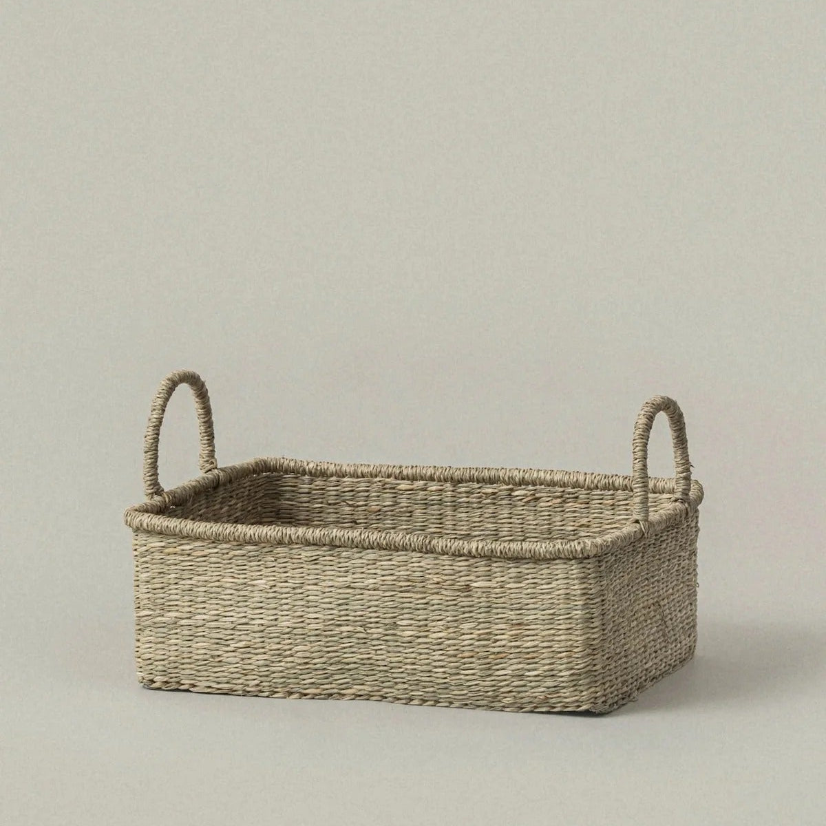 Natural Colored Woven Storage Basket With Handles