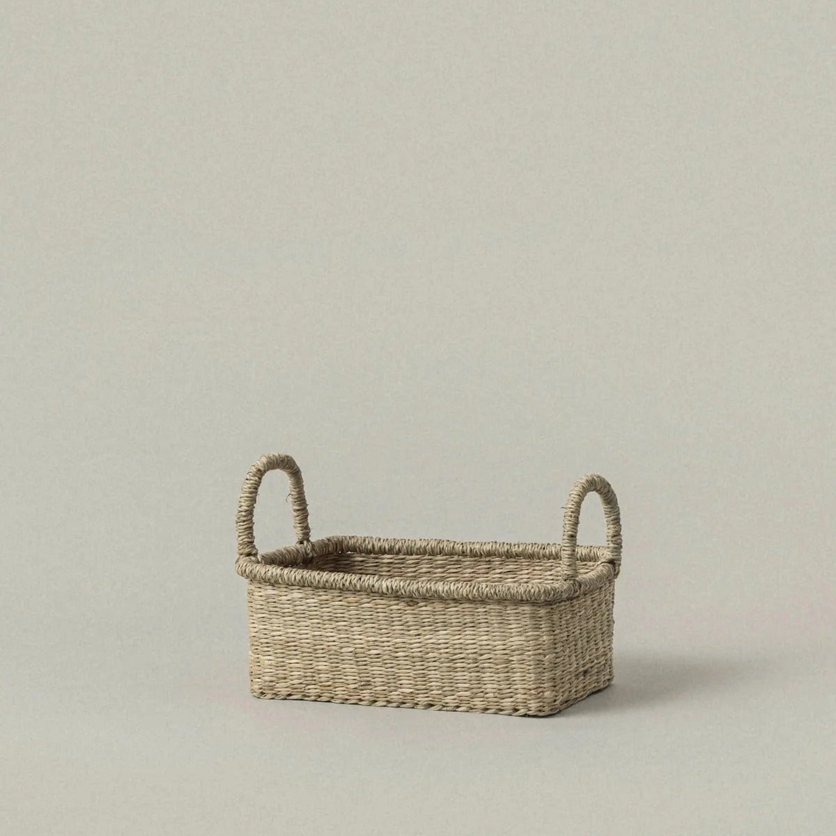 Natural Colored Woven Storage Basket With Handles