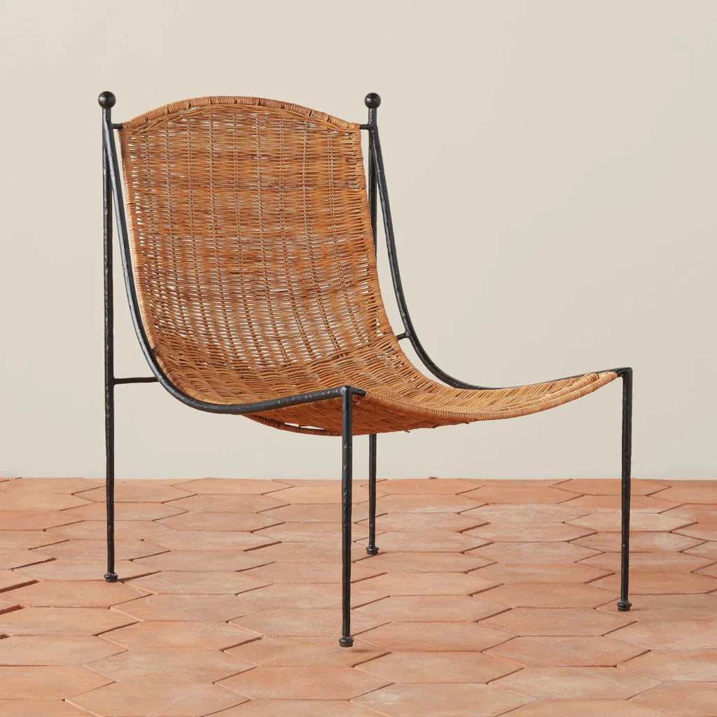 Natural Rattan and Wrought Iron Leisure Chair