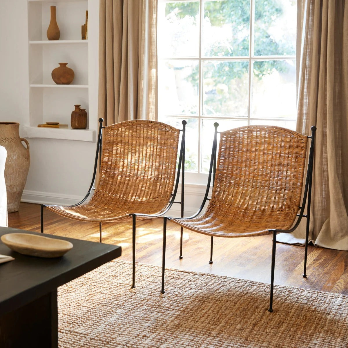 Natural Rattan and Wrought Iron Leisure Chair