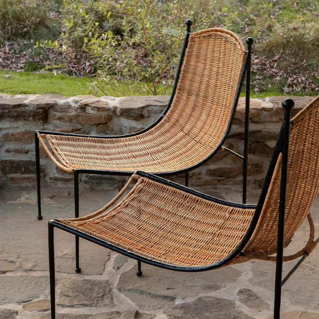 Natural Rattan and Wrought Iron Leisure Chair