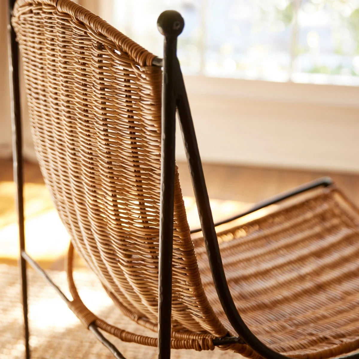 Natural Rattan and Wrought Iron Leisure Chair
