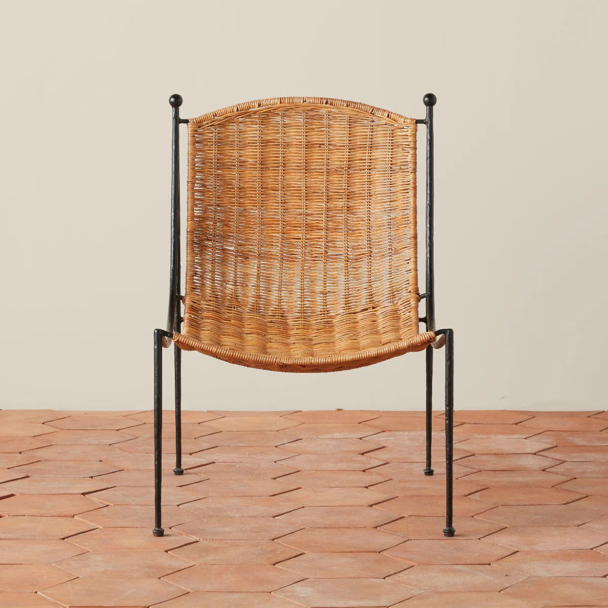 Natural Rattan and Wrought Iron Leisure Chair