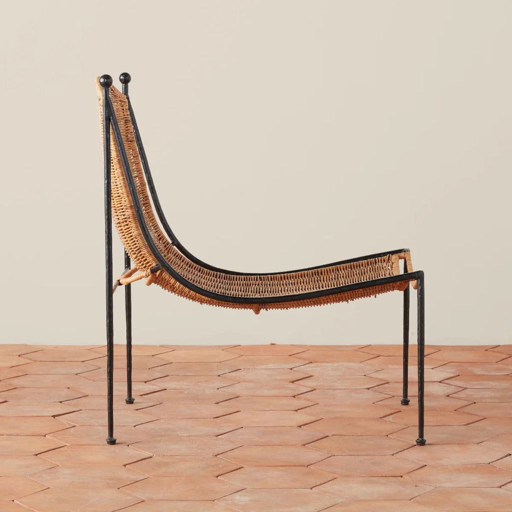 Natural Rattan and Wrought Iron Leisure Chair