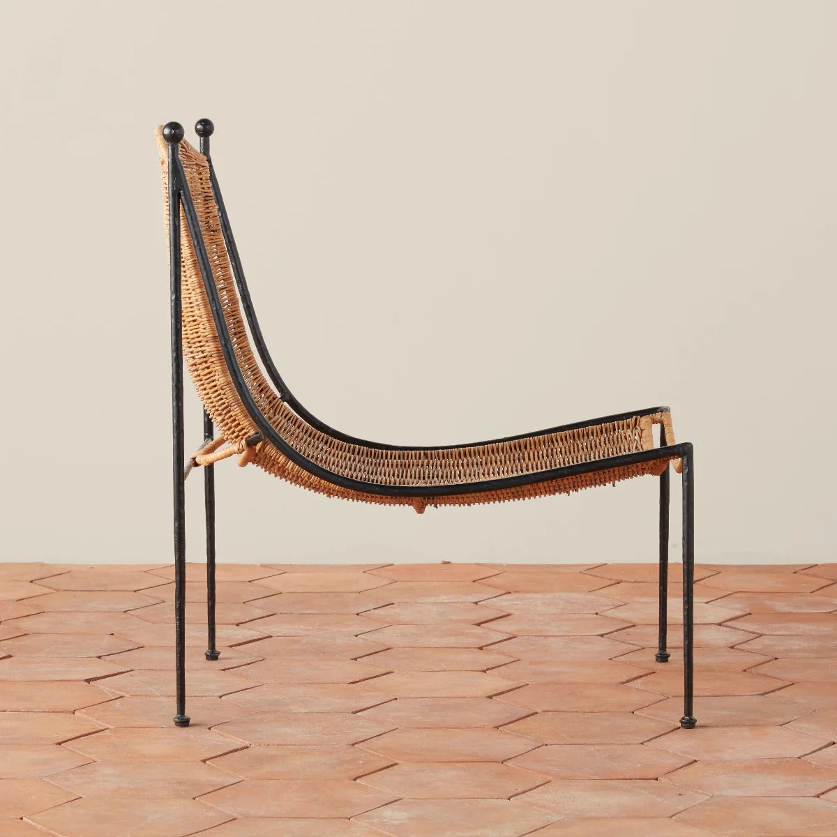 Natural Rattan and Wrought Iron Leisure Chair