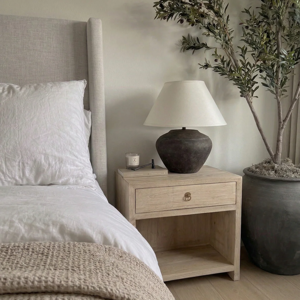 Open Shelf Bedside Cabinet With A Single Drawer