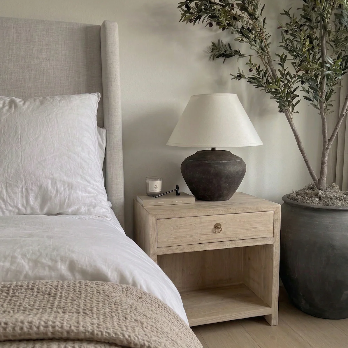 Open Shelf Bedside Cabinet With A Single Drawer