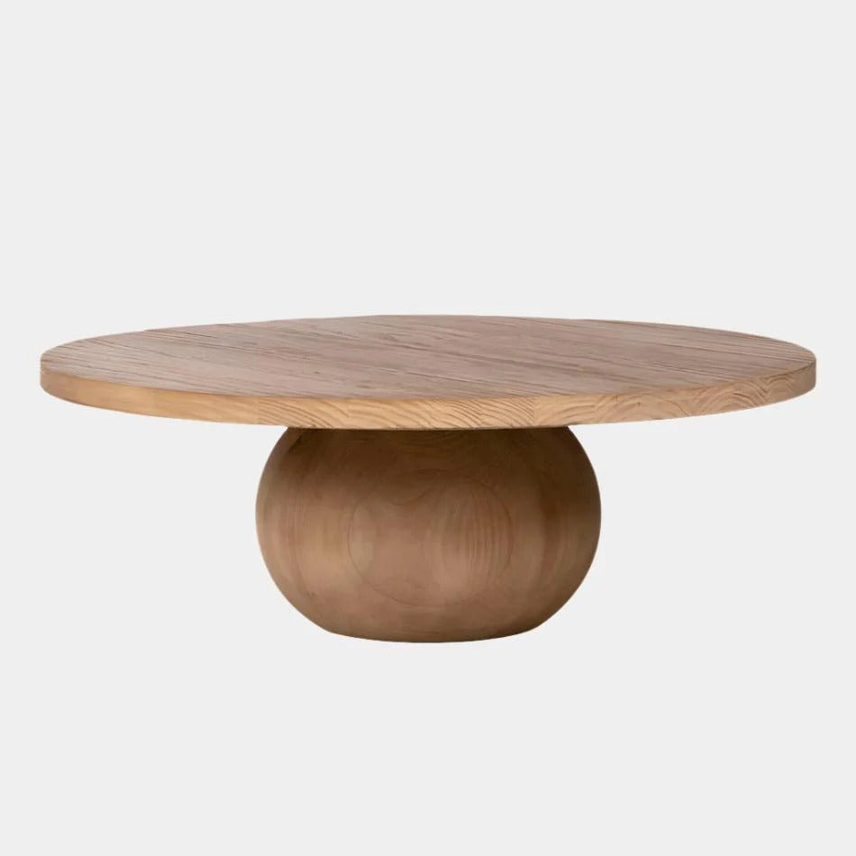 Solid Wood Round Coffee Table With A Spherical Base