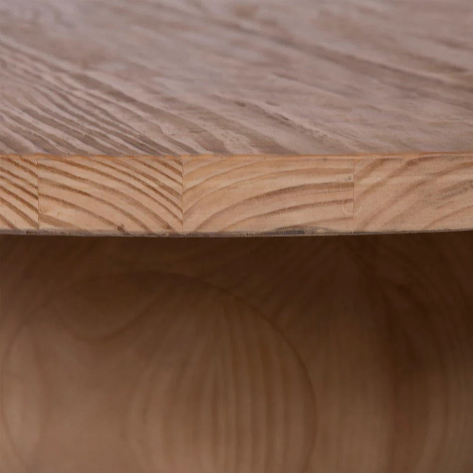 Solid Wood Round Coffee Table With A Spherical Base