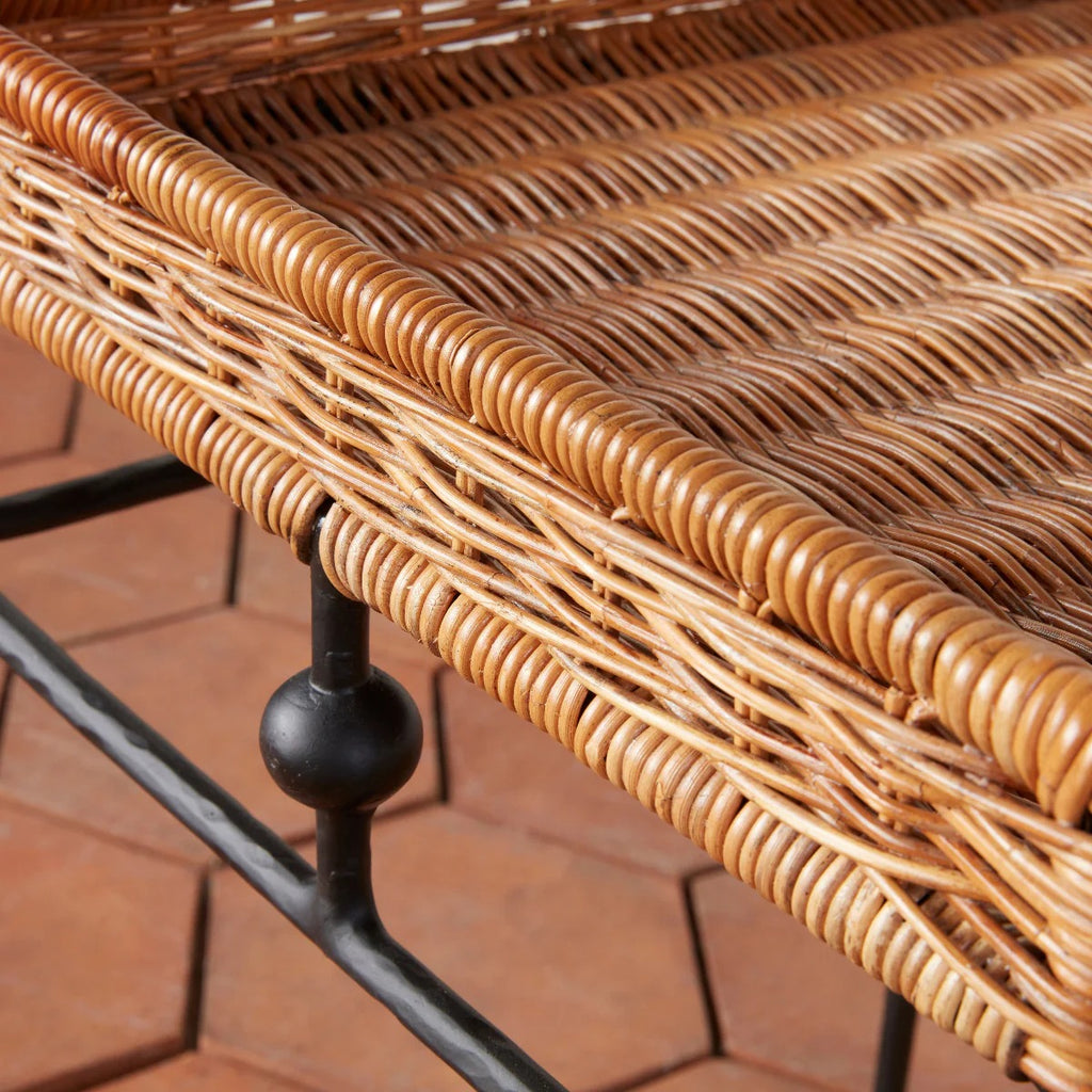 Square Rattan Wrought Iron Small Side Table