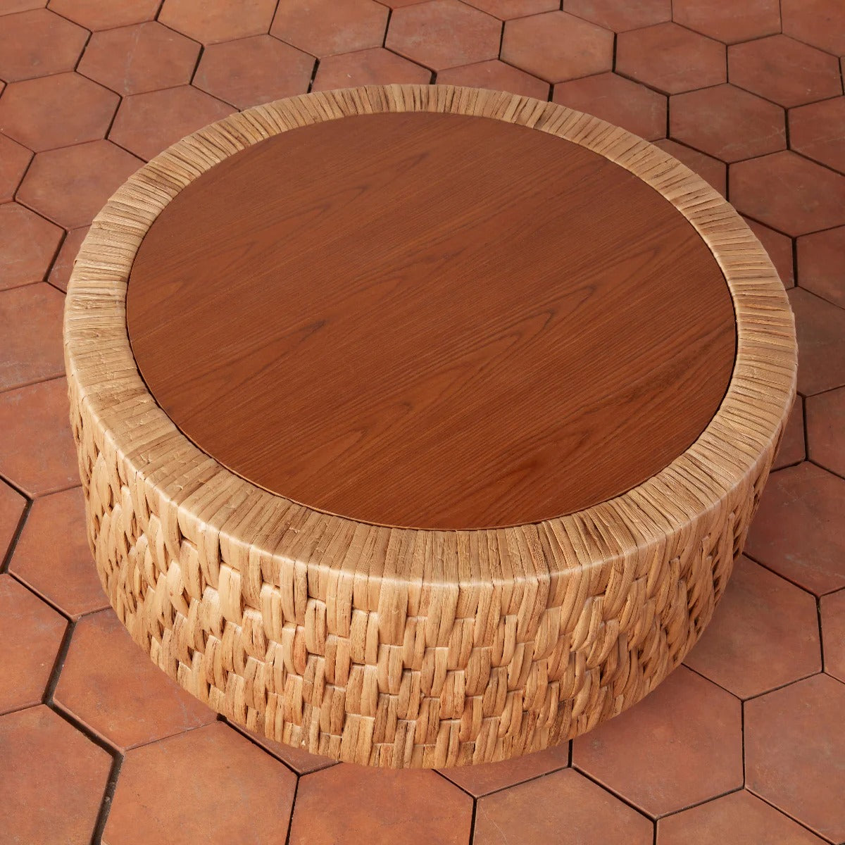 Wabi Sabi Style Woven Round Coffee Table