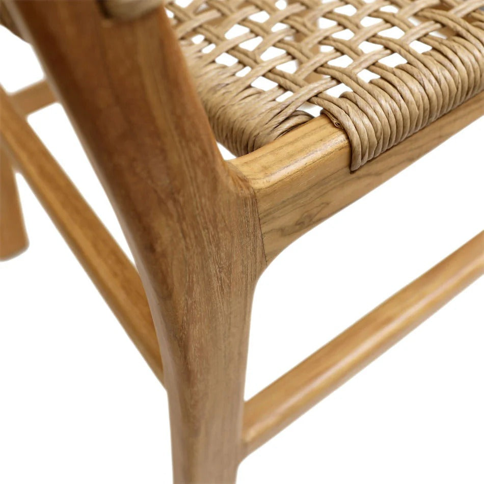 Woven Dining Chair with Solid Wood Frame